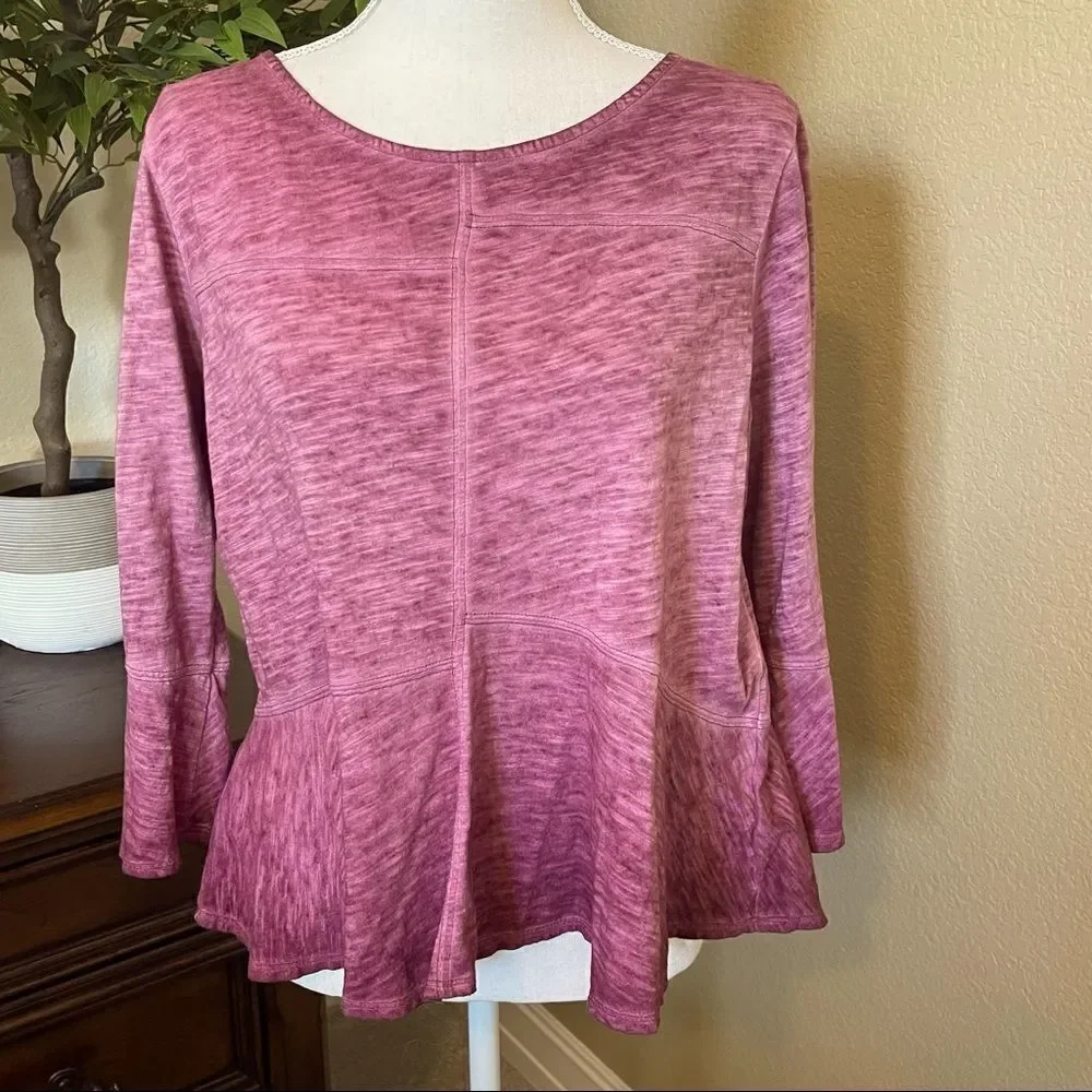 (BOGO FREE) Anthropologie  Akemi + Kin Ombre Patch Seamed Peplum Top XS